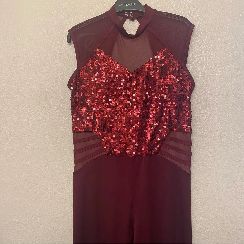 Weissman dance costume burgundy red
